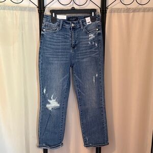 Judy Blue Distressed Blue Cropped Jeans